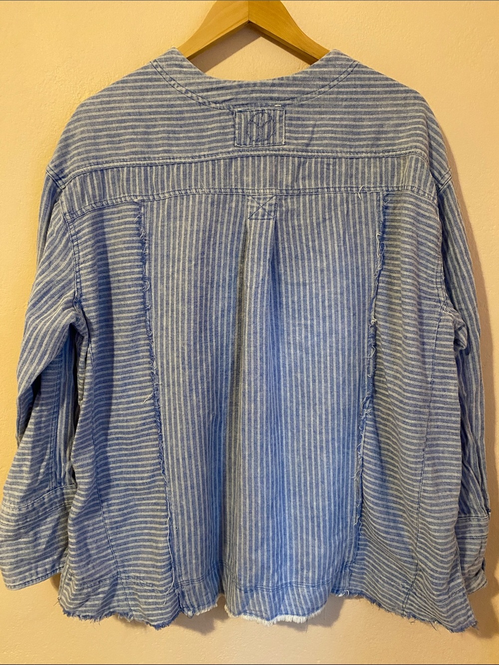 Bluevelvet Mineral Washed Railroad Striped Boho Tunic Henley Shirt Large - Picture 2 of 10